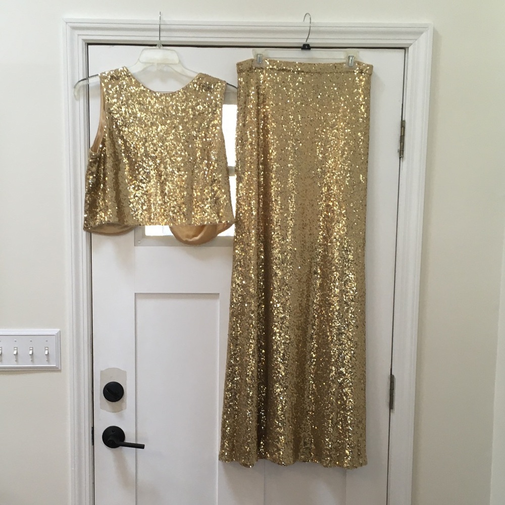 Jenny Yoo Lexi Gold Sequin Skirt, size 12
